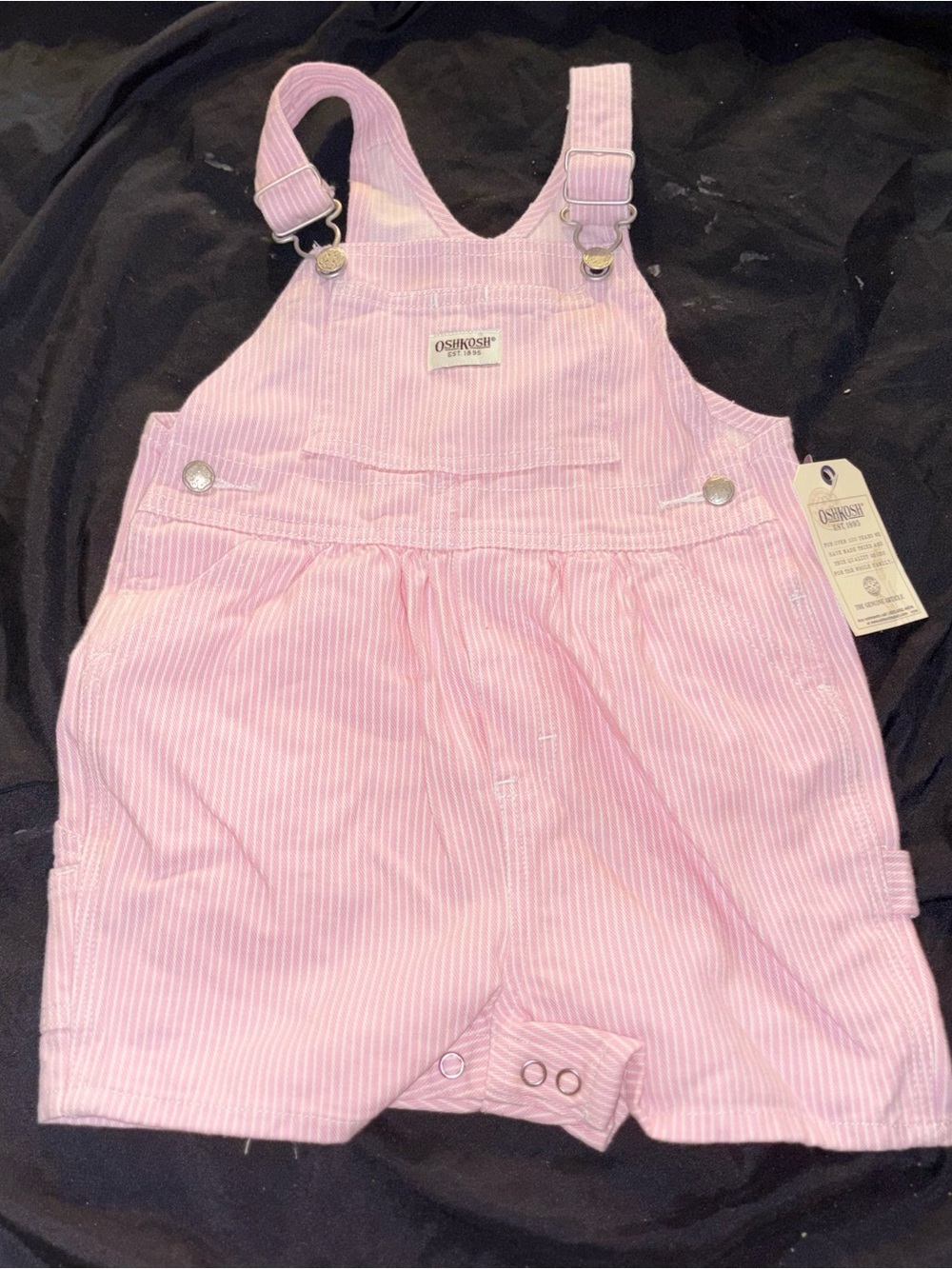 NWT Vintage Oshkosh B'Gosh Girls Pink White Gingham Shortalls Romper 3T (36m)
